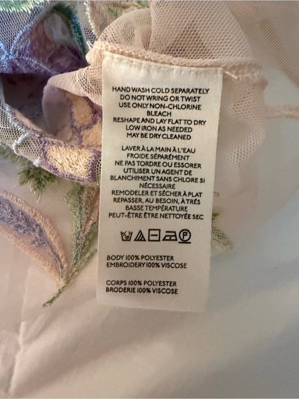 NWOT Anthropologie Embroidered Floral Mesh Top - Picture 11 of 12